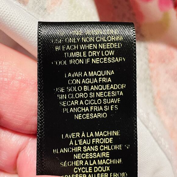 Jessica Simpson White Black Stripes Pink Floral Short Sleeve Shift Dress Plus 14 - Picture 11 of 14